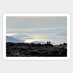 Mountains through the haze - Summit of Ben Nevis Sticker